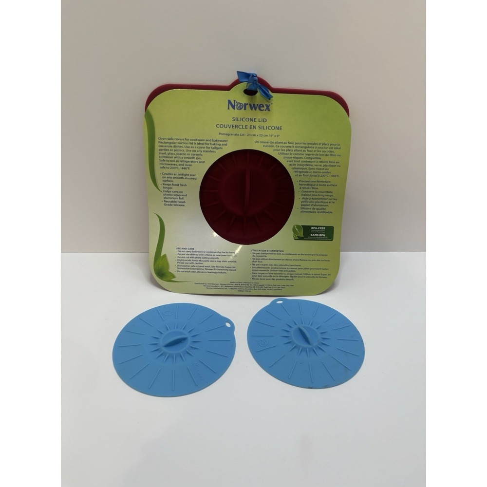 Norwex Silicone Lids 1 - New Baking Dish Cover 2 - Used Small Bowl or Mug Covers